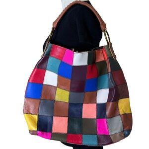 Kooba Colorful Patchwork Style Leather Tote Purse
